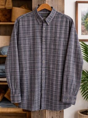 Eddie Bauer Plaid Button Down Shirt Men’s TXL Cotton